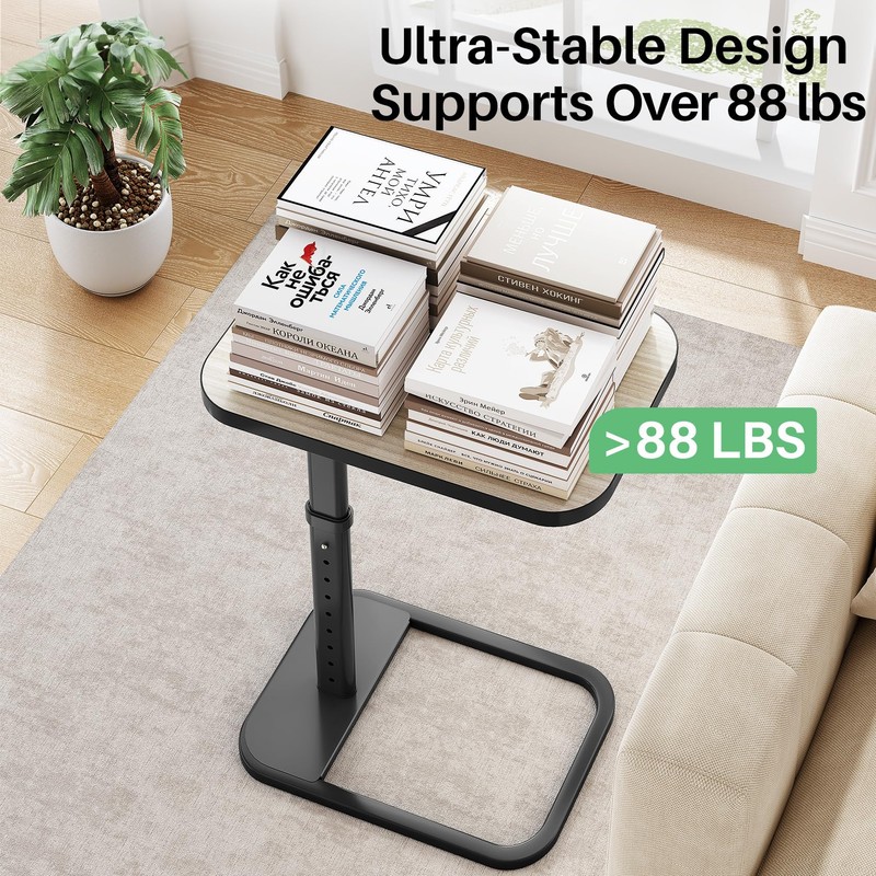 Kitstorack TV Tray Table, Adjustable Height & Rounded Metal Corners,