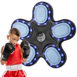 OurStarry Smart Music Boxing Machine for Adults and Kids, Training Machine with LED Electronic Wall Mounted, Home Indoor Workout Equipment with Premium Boxing Gloves (Black 11)