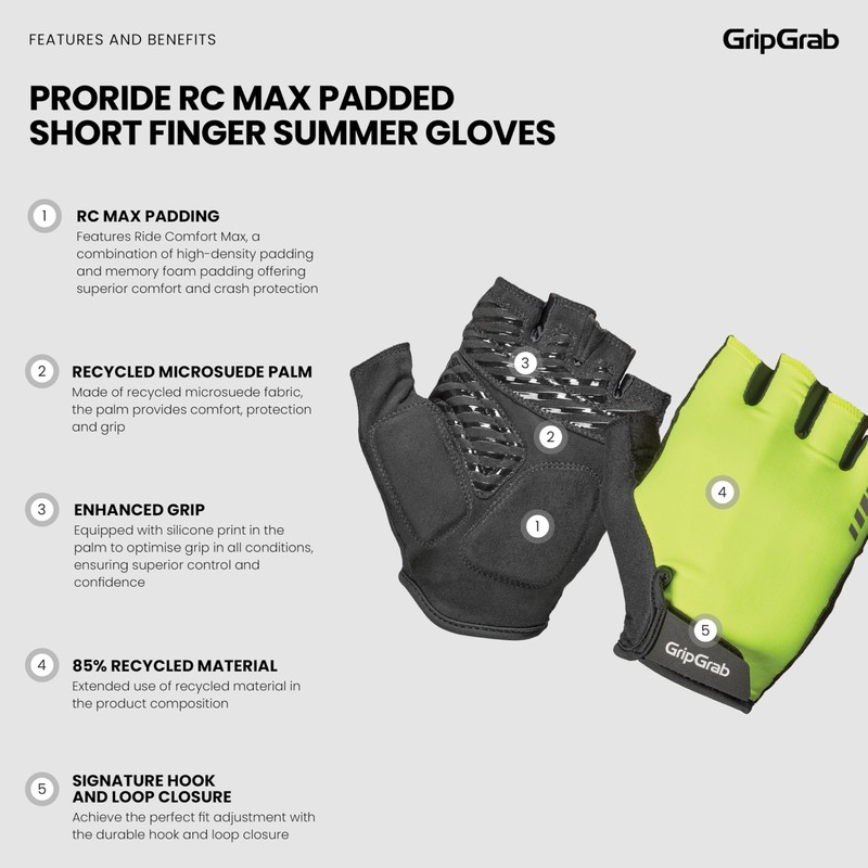 GripGrab ProRide RC Max Padded Short Finger Summer Cycling Gloves