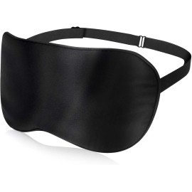 Uormsici Black Silk Sleep Mask, 100% Natural Mulberry Eye Mask with