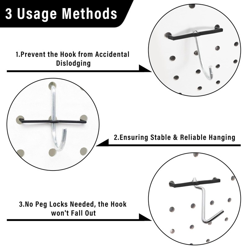 AccEncyc Black Peg Locks Plastic Pegboard Hook Locks Pegboard Display