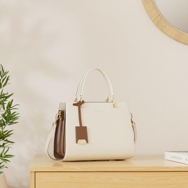 Cnoles Handbags For Women Fashion Leather Tote Shoulder Bags Ladies Handle Satchel Purse White