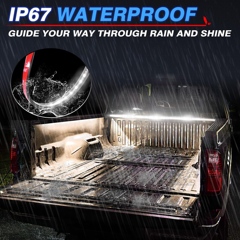 MICTUNING 3Pcs 60 Inch Truck Bed Lights - White Waterproof