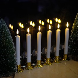 NONNO & ZGF 10 Pack Window Candles + Candleholders + Suction Cups+ 2 Remote. 8'' Tall. Ivory LED Battery Powered Candle. 3D Flickering Wick, Timer Function