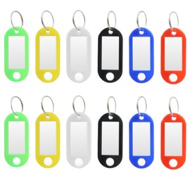 Winova Plastic Key Tags with Split Ring 58x21mm - 6 Colors Flexible Mark Luggage Tags Pack of 12