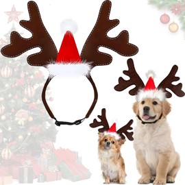 Christmas Pet Headband, Dog Christmas Headband, Adjustable Elk Headpiece, Christmas Reindeer Antlers Headband, for Cat, Dog, Pet, Christmas Party Decoration