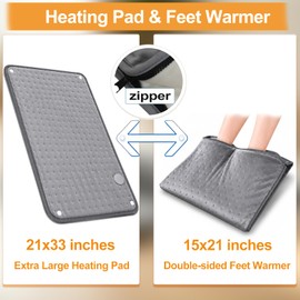 Heating Pad for Back Extra Large & Double Sided Foot Warmer 2 in 1, 21x33