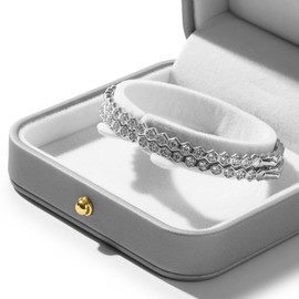 Oirlv Grey PU Leather Bracelets Box, Used for Birthday, Valentine's Day, Anniversary Gift Box, Bracelets Jewellery Display