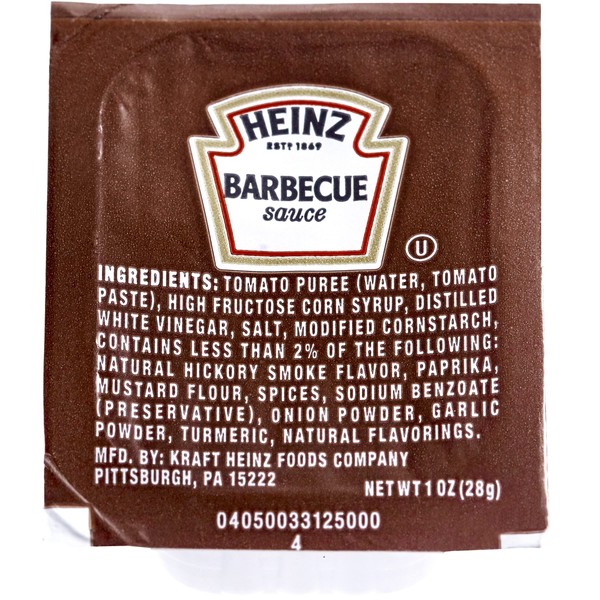 Heinz BBQ Sauce Dip Cup Single Serve Packet (1 oz Packets, Pack of 100)