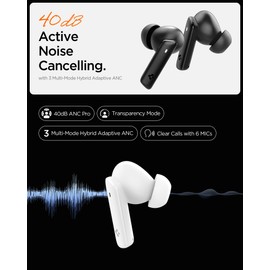 Spigen Wireless Earbuds with Active Noise Cancellation SA-TW P20 Truly Wireless in Ear Earbuds with 30H Playtime, 40dB Multi-Mode Adaptive ANC, 6 Mics, IPX4, Audio App - Black