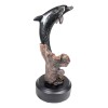 Jumping Bottlenose Dolphins Bronze Electroplated Resin Figurine with Base Decor
