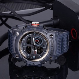 Forrader Watches for Men Outdoor Sports Digital Watch Tactical Army Watch LED Stopwatch Dual Display Waterproof Military Men's Wristwatches, Transparent, Black, Strap.