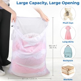 ecooe Large Laundry Bag for Washing Machine, Pack of 4 XXL Laundry Net with Cord Stopper, 60 x 90 cm Laundry Bag for Blankets, Backpack, Plush Toys, Long Skirts, for Back to School, Apartment, Dorm,