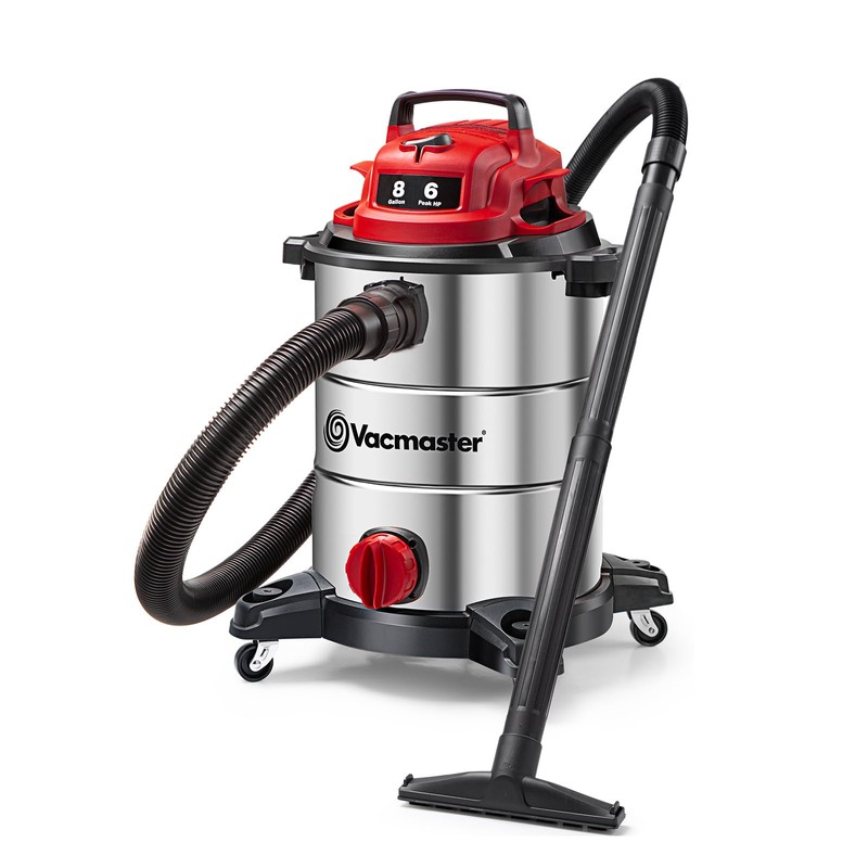 Vacmaster VOC812SF 1101 8-Gallon Premium Stainless Steel Wet/Dry Vacuum, Red