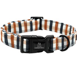 Lionheart glory Plaid Dog Collar, Brown black grid, Small (Pack of 1), Cotton, Adjustable, Heavy Duty, Handmade Bow, Perfect for Small Dogs