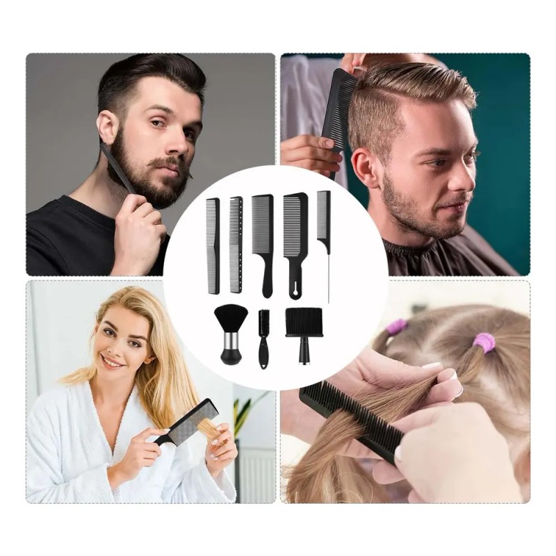 8pzs Cepillo Limpieza De Cabello Para Barbero Peine Barbería