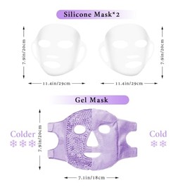 my novel things Mascarilla de Hielo Y 2 Paquetes de Mascarilla de Silicona, Compresa Fría Reutilizable para El Cuidado de La Piel para Mujeres, Alivia