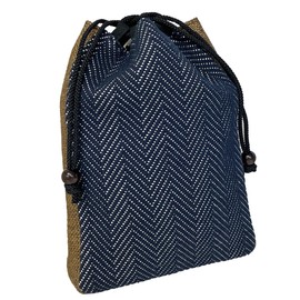 Kyoto Kimono Yuzen Men's Shingen Bag, Herringbone, Gusset, Yukata, Jinbei, Made in Japan, Men's Kimono, Father's Day, Accessory Storage, navy