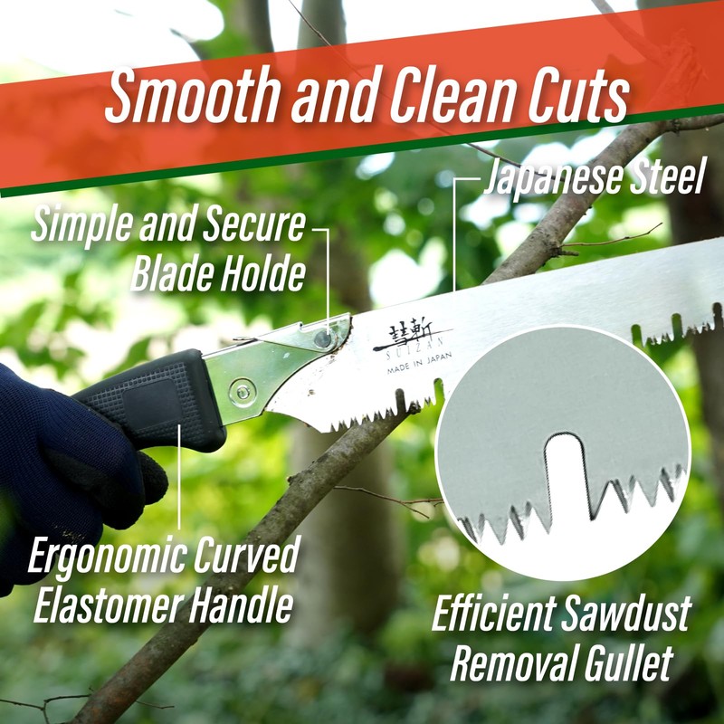 SUIZAN Pruning Saw 10.6" Gullet Blade - Professional Japanese Tree