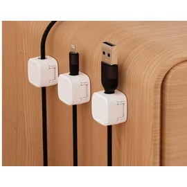6 Pack Magnetic Cable Organizer Clips, Desktop Wire Management System with Strong Magnetic Attraction, White, for USB, Lightning, Type-C Cables