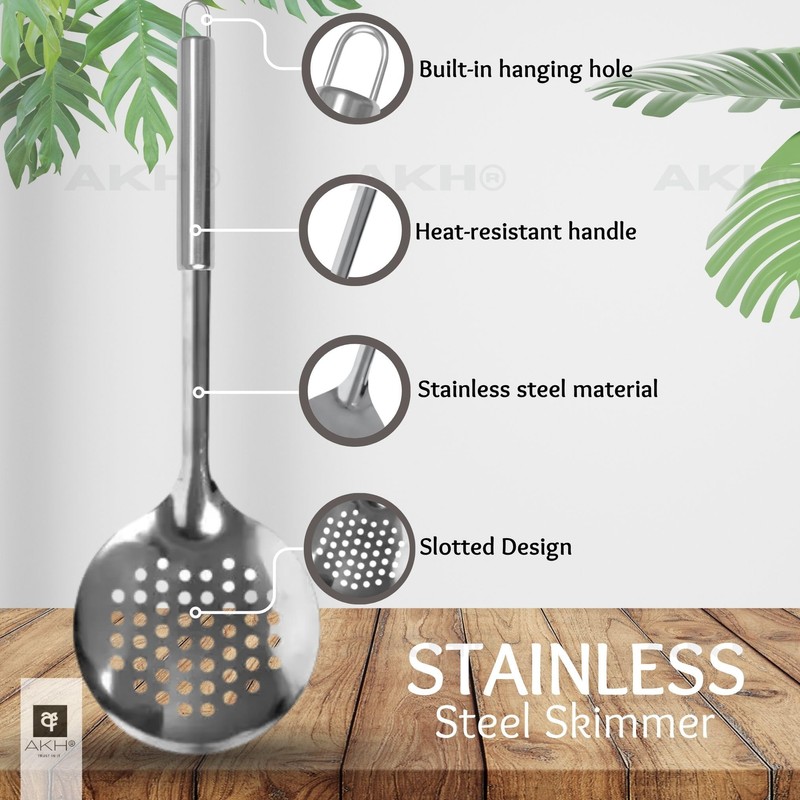 AKH® Stainless Steel Skimmer Spoon | 32CM / 12.6" |
