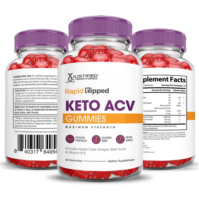 Justified Laboratories (3 Pack Rapid Ripped Keto ACV Vegan Non