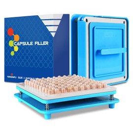 WANANFU Capsule Filling Machine for Size 1 Empty Capsules Vegetarian or Gelatin, Detailed Instructions and Spoon Included