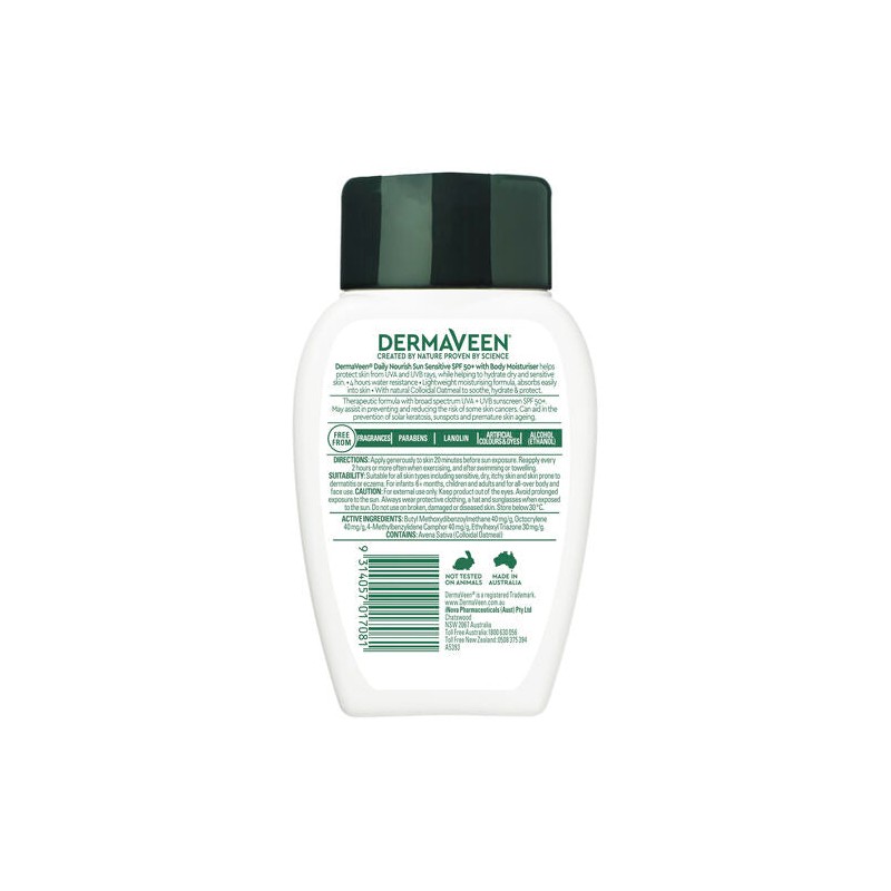 DermaVeen Sensitive Sun Face & Body Moisturiser SPF50+ 250g