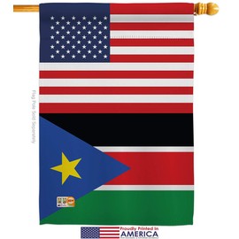 South Sudan US Friendship House Flag Dowel Set Regional USA American Alliance World Country Particular Area Small Decorative Gift Yard Banner Made In 28 X 40