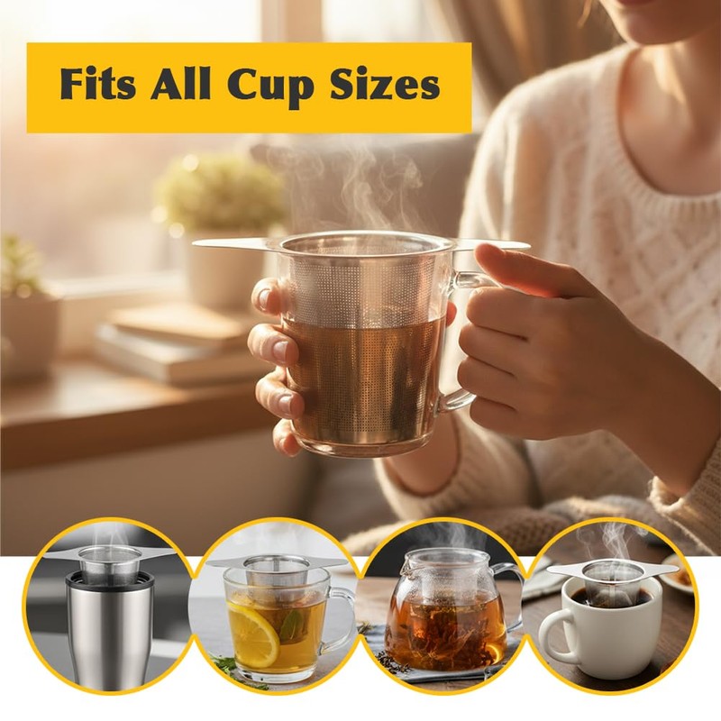 Meirivrn 2Pcs Stainless Steel Tea Infuser with Lid, Reusable Loose