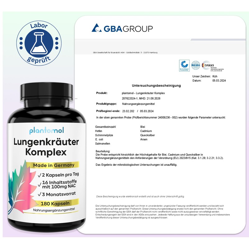 16-fold complex! 180 lungwort capsules high dose with mallow leaves,