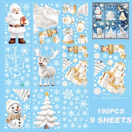 Christmas Window Clings 190PCS Christmas Window Stickers Decor Window Christmas Decorations for Office Classroom Home Glass Indoor Windows Cover Christmas Window Decals Decoracion de Navidad