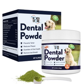Hokdi Store Dog Breath Freshener – Plaque & Tartar Remover Powder with Probiotics & Herbs – Teeth Cleaning & Oral Care – Chicken or Bacon Flavor, 75 Scoops (Bacon)