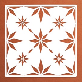 Reusable Floor Tile Stencils 2PCS 12 x 12 Inches Large Wall Stencils for Painting Wall, Floor, Tile, Wood, Concrete Patio, Furniture, Porch, Home Decor DIY Art - Snowflake Stencil Geometric Template