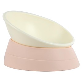 Bulldog Bowl Anti-Slip Dog Cat Dish Detachable Rubber Dog Bowl Pet Sterile Tilted Pet Feeder Slope Base (Lightpink, 3.5 Cup (Medium/Large Dog))