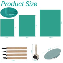 Pavlleen Lino Print Set of 10 Green Soft Rubber Plates A4 + A5 + A6 Sizes Stamp Rubber Carving Blocks for Print Graphics, Linocuting, DIY, Crafts, Safe & Precise Printing Linoleum Plates