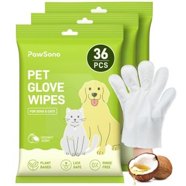36PCS Hypoallergenic Pet Glove Wipes for Dogs & Cats - Quick Clean & Deodorizing Between Baths & Travel | Dog Washing Wipes for Fur, Butt, Paws, Eyes & Ears| Cat Cleaning Gloves for Grooming & Bathing