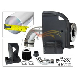 Cold Air Intake System with Heat Shield Kit + Filter Combo BLACK Compatible For 08-18 Fiesta 1.6L