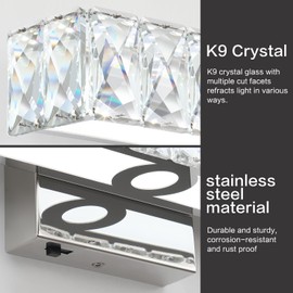 SOLFART Crystal Vanity Lights for Bathroom, 5 Color Adjustable Dimmable,16.5 Inch LED Bathroom Vanity Light Fixtures 5CCT