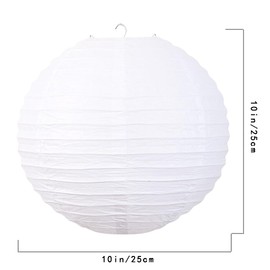 YJUQ Chinese Japanese Style Paper Lanterns, Set of 7 (White, 10inch)