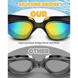 Victoper Swimming Goggles Adult Men & Women, Updated Anti Fog Swim Goggles Adults UV Protection Swimming Goggles Adults No Leaking Swim Glasses for Women Men Adult Swimming Goggles Gold