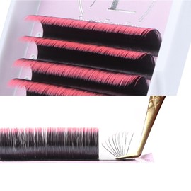 ALLOVE Pink Ombre Colored Eyelash Extension Super Easy Fan Volume Lash Extensions 0.07mm C Curl 15-20mm Mixed Tray Rapid Blooming Colorful Volume Lashes Self Fanning Lash Extension Supplies