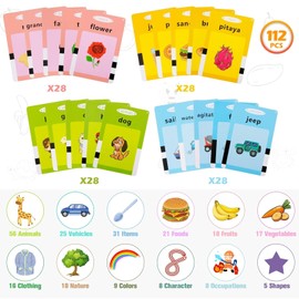 Talking Flash Cards, Learning Toys for Toddlers 1-6 Year Old, 224 Words Flashcards, British English Early Educational Toys, Montessori Interactive Gift For Kids Toddlers - Blue