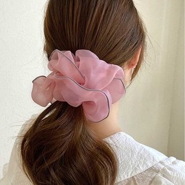 여자 원피스 헤어 코디 스크런치 쉬폰 배색 곱창 밴드 (WFIFY9A) Women's Dress Hair Coordination Scrunchie Chiffon Color-Block Hair Tie (WFIFY9A)
