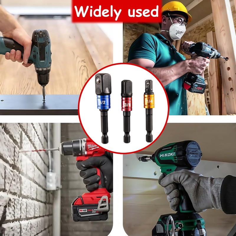 ​​3PCS Impact Driver Socket Adapter Set - 1/4" 3/8" 1/2"