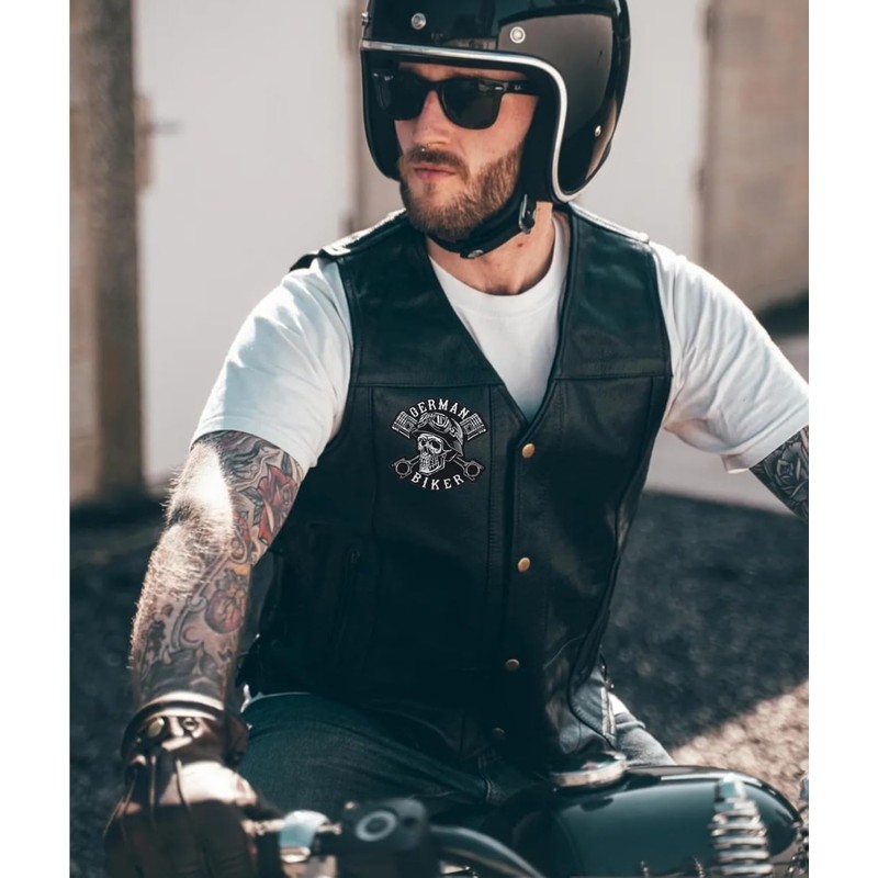 Embroidered iron-on patch biker "German biker" | for sew-on/iron-on |