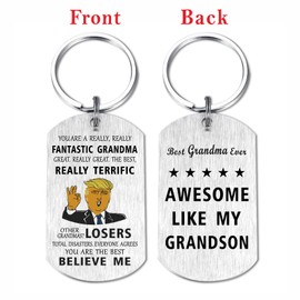 Grandma Birthday Gifts - Funny Grandma Gifts from Grandson - Best Grandma Ever Gifts, Mothers Day Gifts for Grandma Keychain
