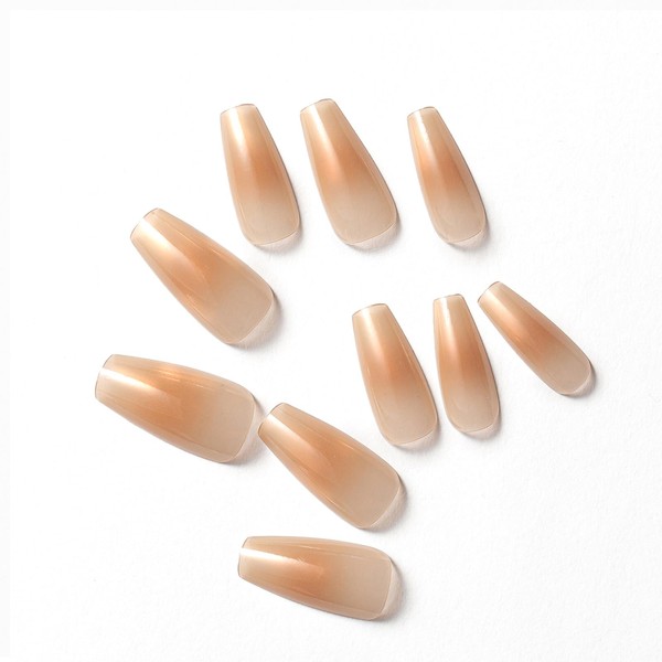 ClawArts Elegant Coffin Shape Pink Gradient Press On Nails with