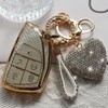 Simocky Key Fob Cover with Diamond Heart Keychain Compatible with