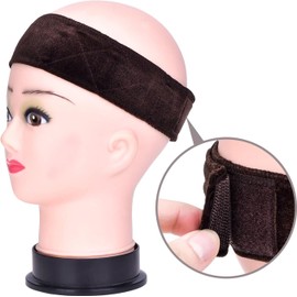 2 Pack Velvet Wig Grip Band Comfort Head Hair Band Adjustable Fastern (Style1, One size)